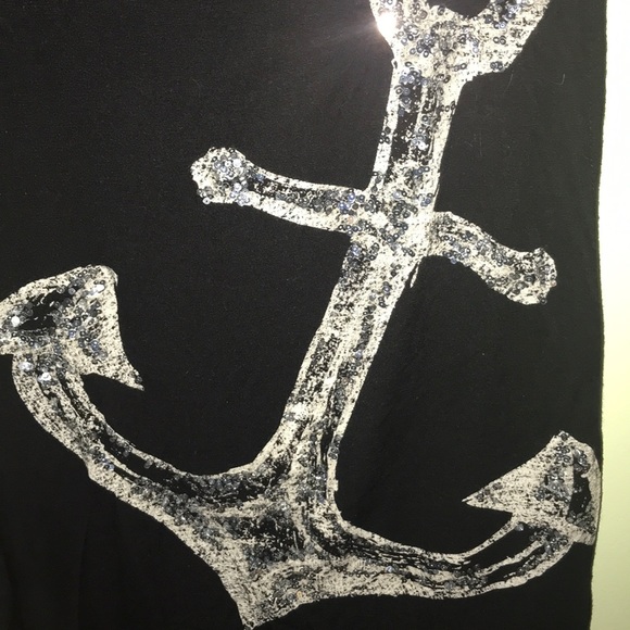 Sequin black anchor shirt sz large - Picture 6 of 7